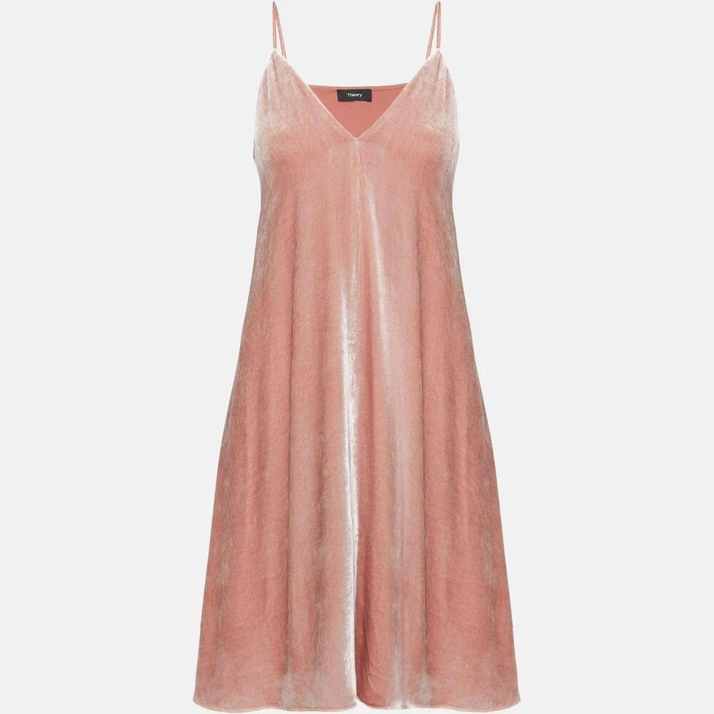 NWT Theory Sz 6 Silk Velvet Dress Ballet Pink Crinkle Whimsygoth Y2K Style Fairy
